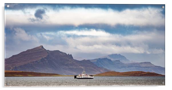 Ben Tianavaig and the Raasay Ferry Acrylic by John Frid