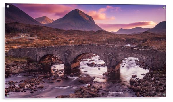 The Old Bridge at Sligachan Acrylic by John Frid