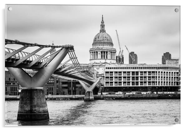 The Millenium Bridge and St Paul's Cathedral panor Acrylic by John Frid