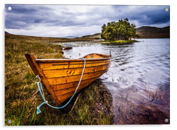 Loch Awe Rowing Boat Acrylic by John Frid