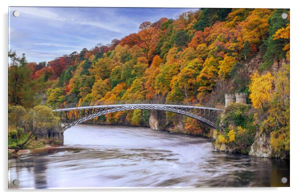 Craigellachie Bridge over the River Spey Acrylic by John Frid