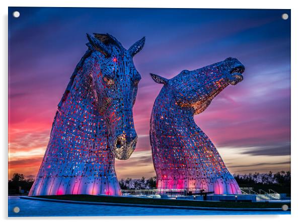 The Kelpies at Sunset Acrylic by John Frid