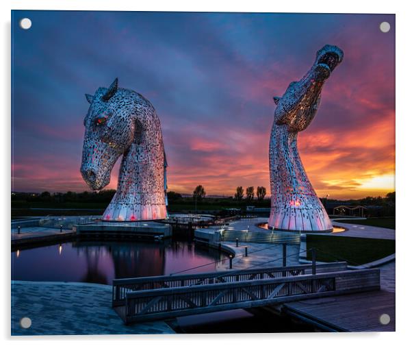 The Kelpies at Sunset II Acrylic by John Frid