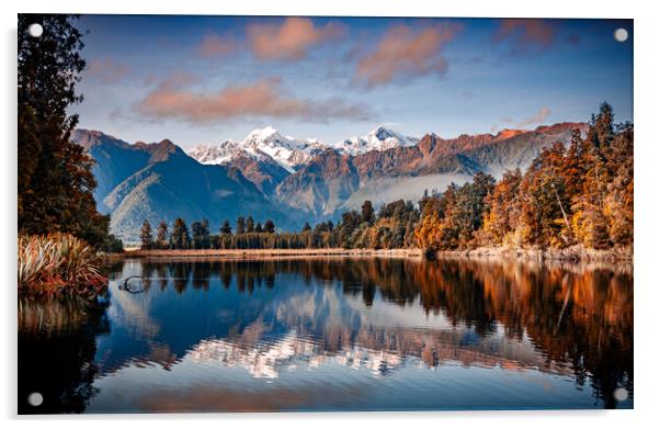 Lake Matheson New Zealand Acrylic by John Frid