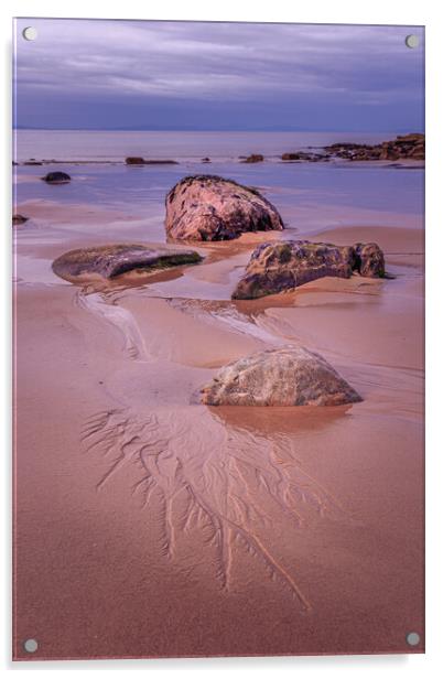 Hopeman Beach Acrylic by John Frid