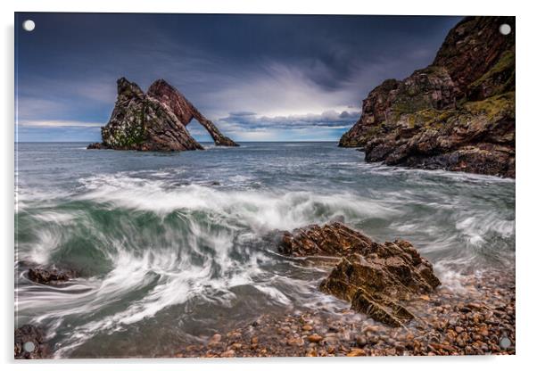 Bow Fiddle Rock at Portknockie on the Moray Coast Acrylic by John Frid