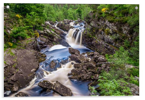Rogie Falls in the Scottish Highlands  Acrylic by John Frid