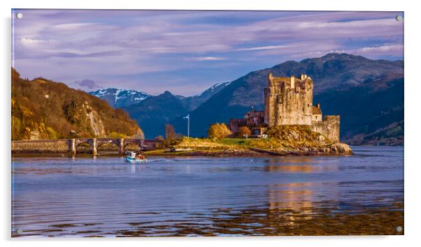 Eilean Donan Castle and Fishing Boat Acrylic by John Frid
