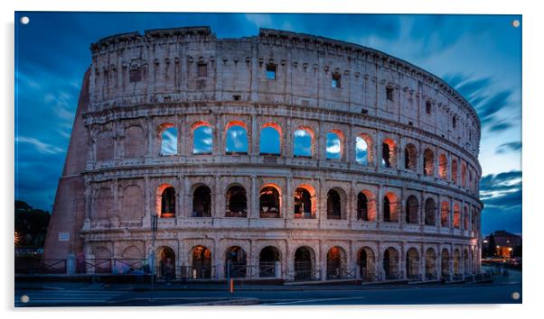 Colosseum at Night Acrylic by John Frid