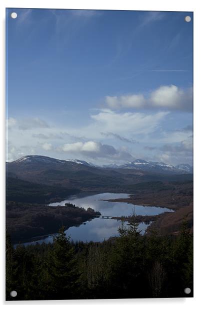 Viewpoint overlooking Loch Garry Acrylic by Gordon Sime