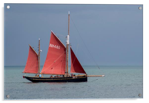 The Majestic Pilgrim Sail Trawler Acrylic by Paul F Prestidge
