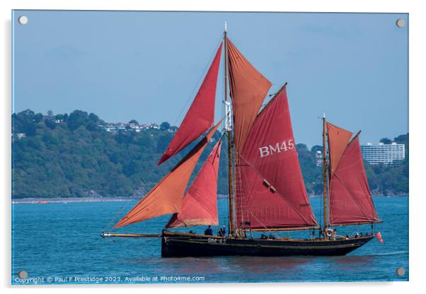 The Pilgrim under Full Sail Acrylic by Paul F Prestidge