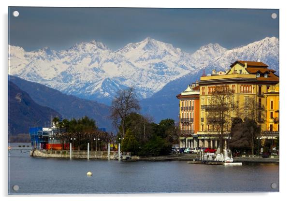 A Lakeside Hotel on Lake Mergozzo, Italy Acrylic by Paul F Prestidge