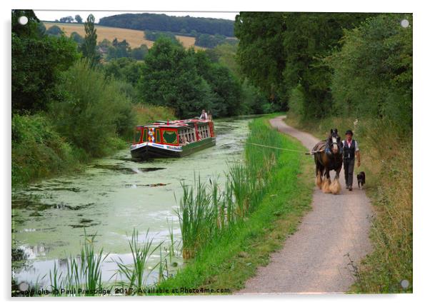 Horse Drawn Barge on the Grand Western Canal, Tive Acrylic by Paul F Prestidge