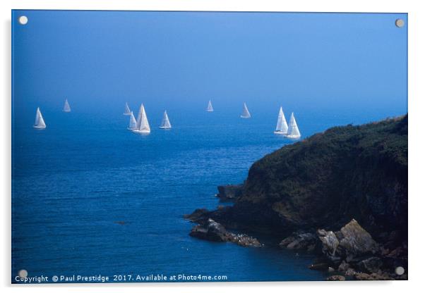 Yachts off the South Devon Coast Acrylic by Paul F Prestidge