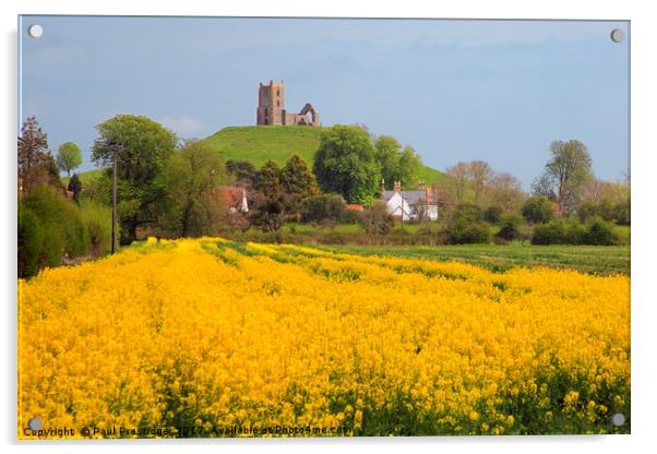 Burrow Mump and the Ruined St Michael's Church Acrylic by Paul F Prestidge