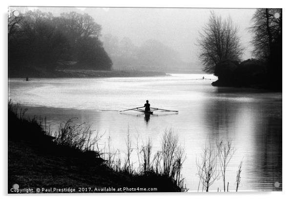Early Morning Rowers on River Dart Acrylic by Paul F Prestidge