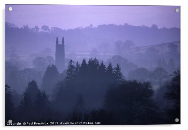 Widdecombe Church Through The Mist Acrylic by Paul F Prestidge