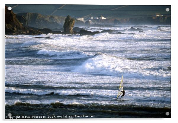 White Horses  at Bantham Acrylic by Paul F Prestidge