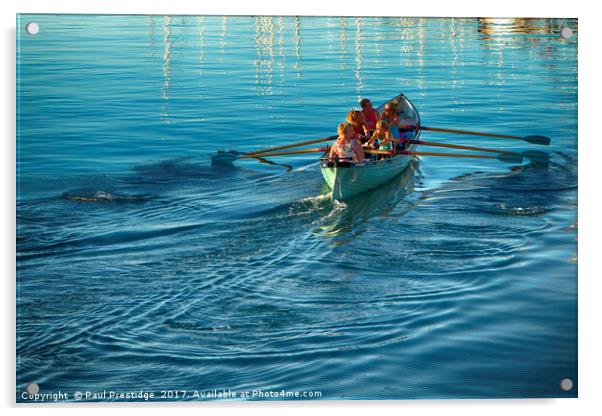 Gig Rowers Brixham Acrylic by Paul F Prestidge