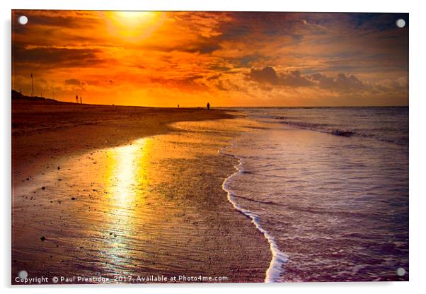 Sunrise Exmouth Beach Acrylic by Paul F Prestidge