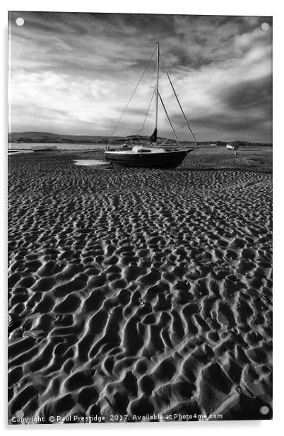 Exe Estuary Wave Patterns Black and White Acrylic by Paul F Prestidge