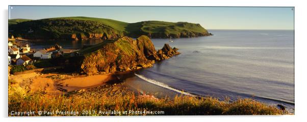 Hope Cove Devon Panorama Acrylic by Paul F Prestidge