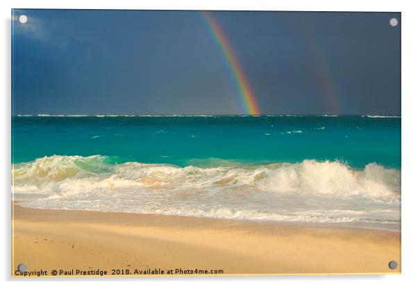 Caribbean Beach Rainbow Acrylic by Paul F Prestidge