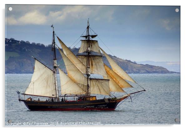 Engineless EcoWarrior Sails to Distant Shores Acrylic by Paul F Prestidge