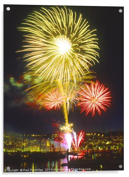 Dartmouth Regatta Fireworks Acrylic by Paul F Prestidge