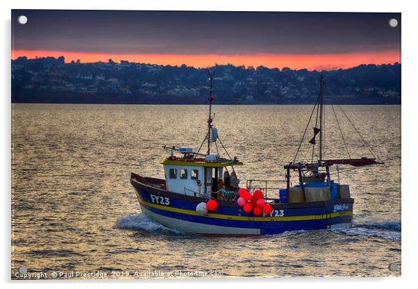 Crab Fishing Boat returning to Port Acrylic by Paul F Prestidge