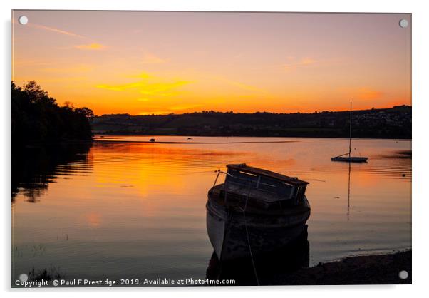 Teign Estuary Sunset Acrylic by Paul F Prestidge