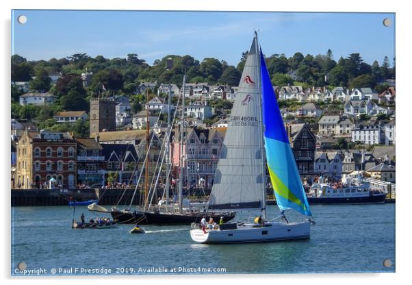 Sailing into Dartmouth Acrylic by Paul F Prestidge