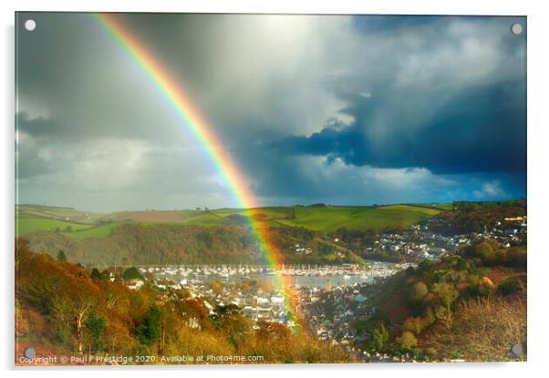 Rainbow over Dartmouth Acrylic by Paul F Prestidge