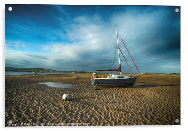 Yacht on the Sand, Exmouth Acrylic by Paul F Prestidge