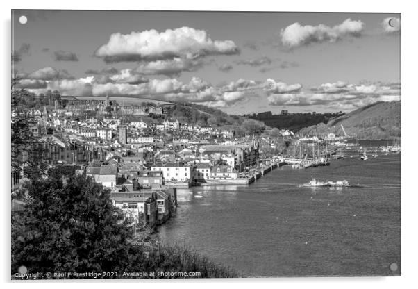 Dartmouth and the River Dart Monochrome Acrylic by Paul F Prestidge