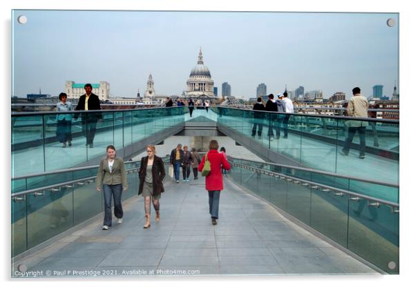 London Millennium Foot Bridge  Acrylic by Paul F Prestidge