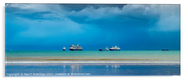 Cruise Liners off Goodington Beach Panorama Acrylic by Paul F Prestidge