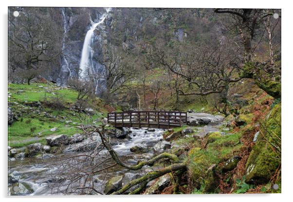 Bridge to Welsh Waterfall   Acrylic by Alan Barr