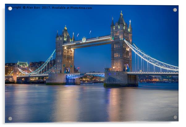 Tower Bridge in the Evening London Skyline Acrylic by Alan Barr