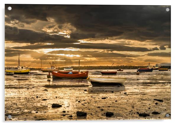 Morecambe Bay Sunset Acrylic by Alan Barr