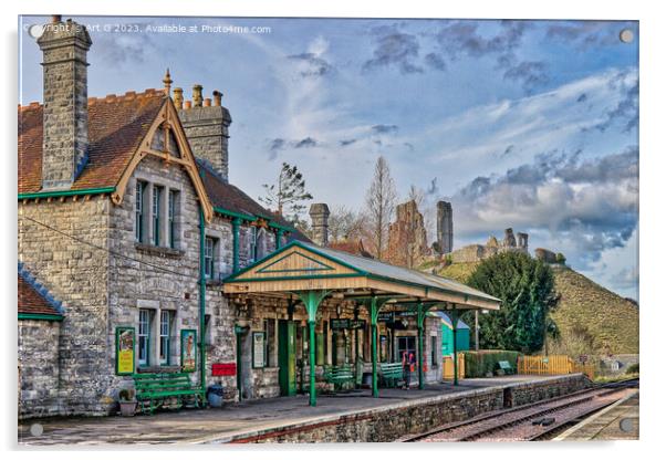 Corfe Castle Railway Station Acrylic by Art G
