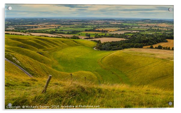 Dragons Hill, Uffington, Oxfordshire, Wiltshire  Acrylic by Michaela Gainey