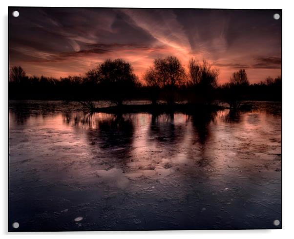 Frozen lake in winter Acrylic by Nick Lukey