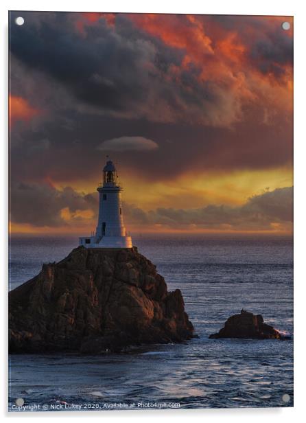 Le Corbiere Lighthouse  Jersey Acrylic by Nick Lukey