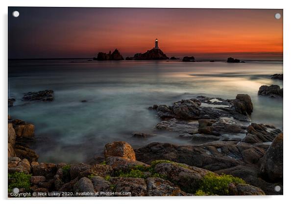 Le Corbiere Lighthouse Island of Jersey Acrylic by Nick Lukey
