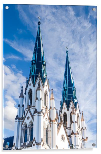Twin Steeples on White Church Acrylic by Darryl Brooks