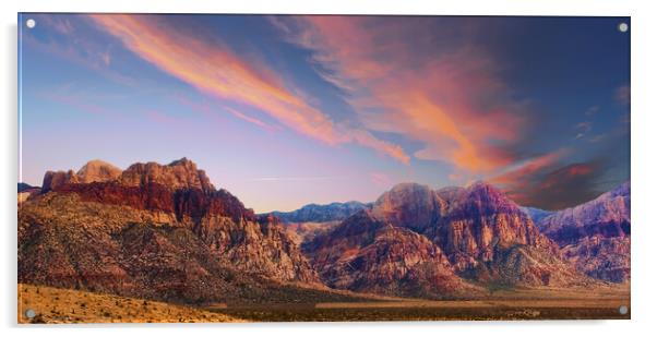 Bands of Colored Mountains in Red Rock Canyon Acrylic by Darryl Brooks