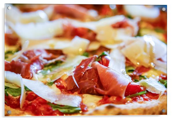 Pancetta Parmesan and Arugula Pizza Acrylic by Darryl Brooks