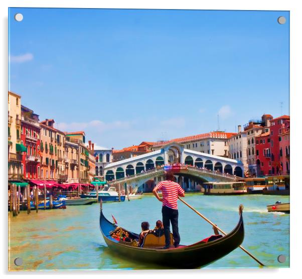 Gondola in Venice Canal Acrylic by Darryl Brooks
